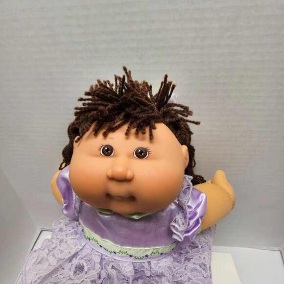 Cabbage Patch Kids Doll 1978 2004 Vintage Purple Outfit Dress Shoes Bows CPK - Picture 4 of 15